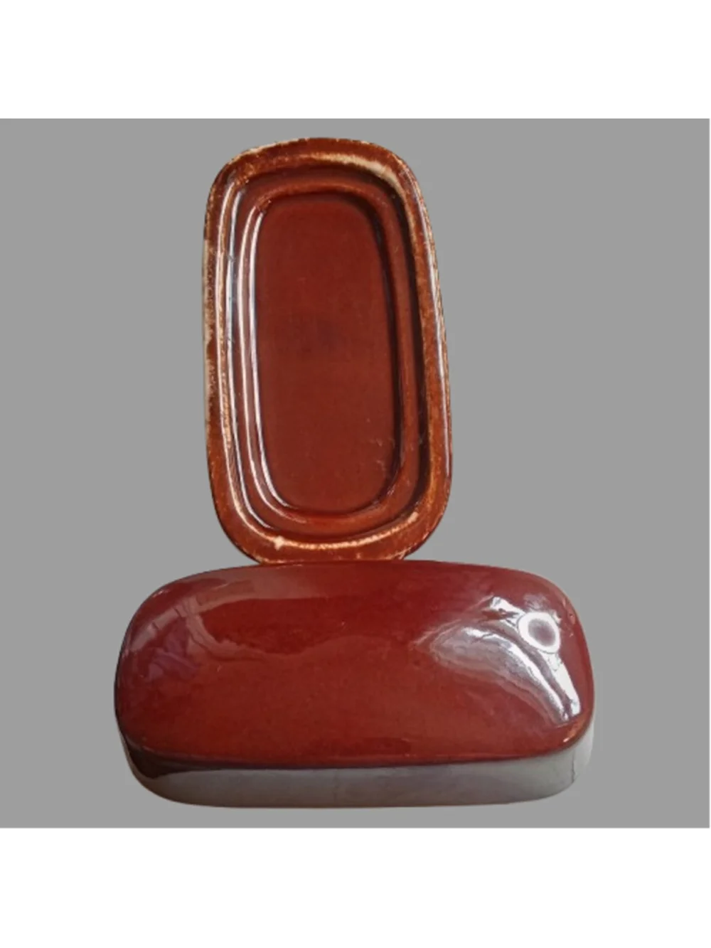 Vintage McCoy Butter Dish Brown Drip Glaze